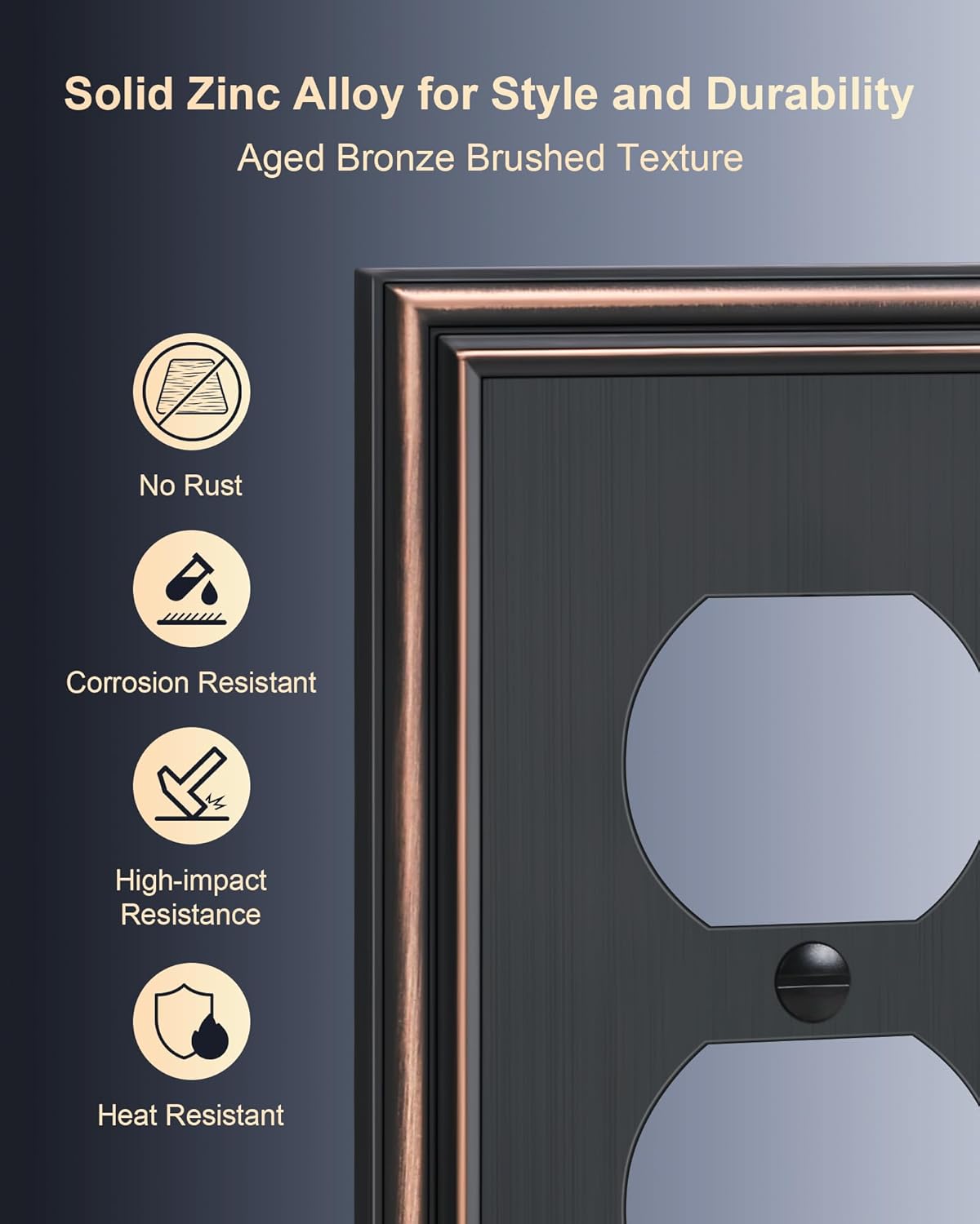 2-Pack Single Duplex Outlet Cover Plate, Decorative Aged Bronze Switch Plates and Outlet Covers