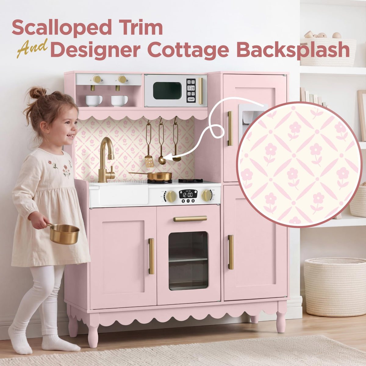 Best Choice Products Play Kitchen for Kids, Cottage Style Kids Kitchen Playset for Toddlers