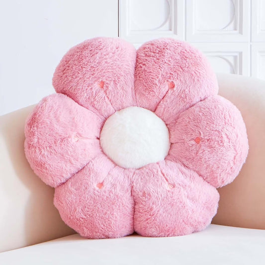 Flower Pillow, Cute Flower Shaped Decorative Pillow, Soft Rabbit Fur Daisy Pillow Home Decor Floor