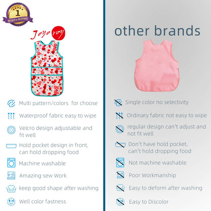 Joyo roy Mess Proof Baby Bibs for Eating Waterproof Toddler Bibs 2-4 Years Soft Machine Washable