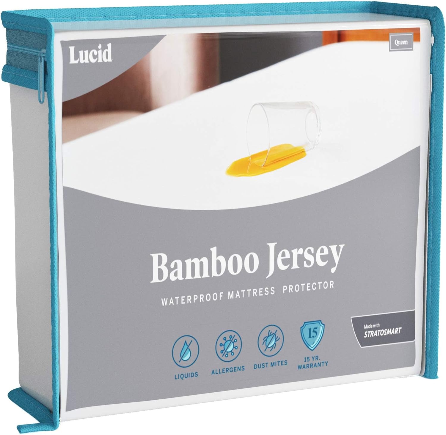 LUCID Premium Rayon from Bamboo Jersey Mattress Protector | California King Size Waterproof