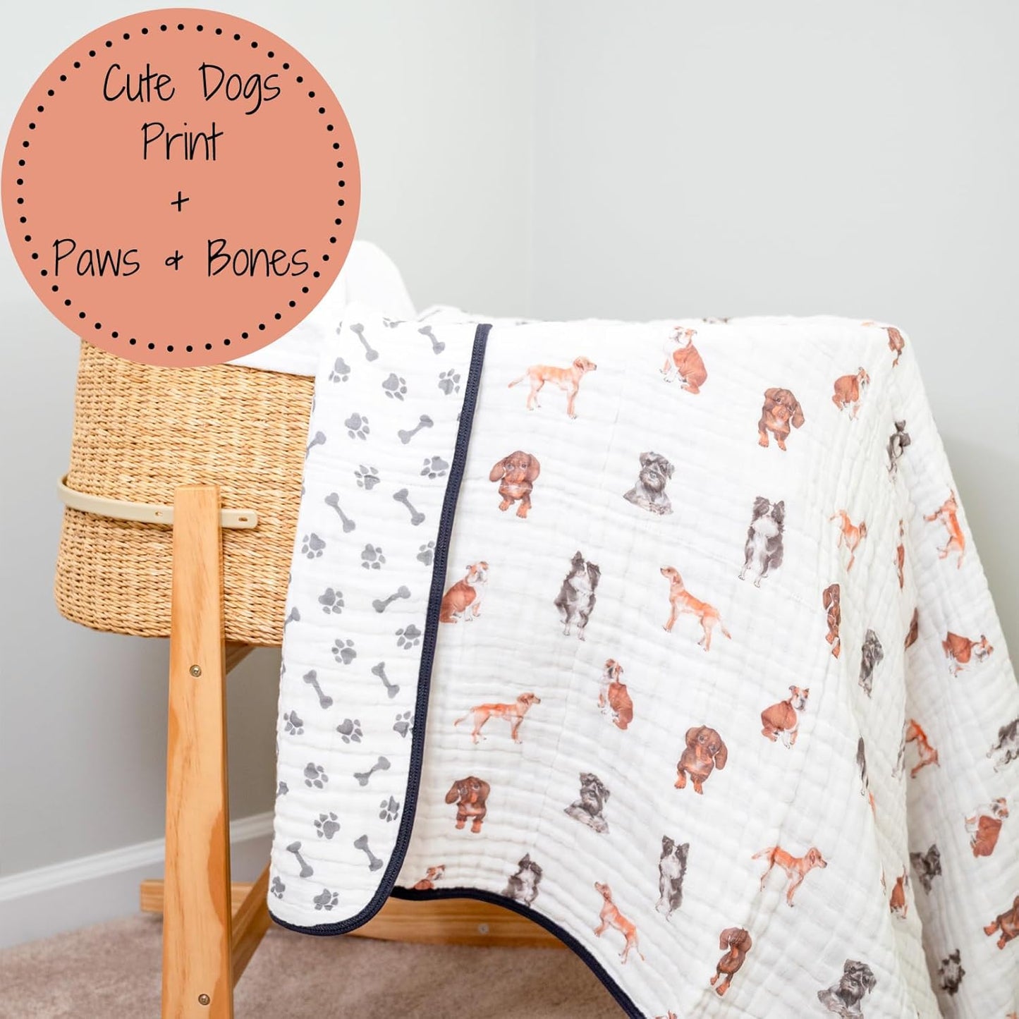 LollyBanks Muslin Baby Blanket 100% Organic Cotton, Muslin Quilt Lightweight, 6 Layers Baby