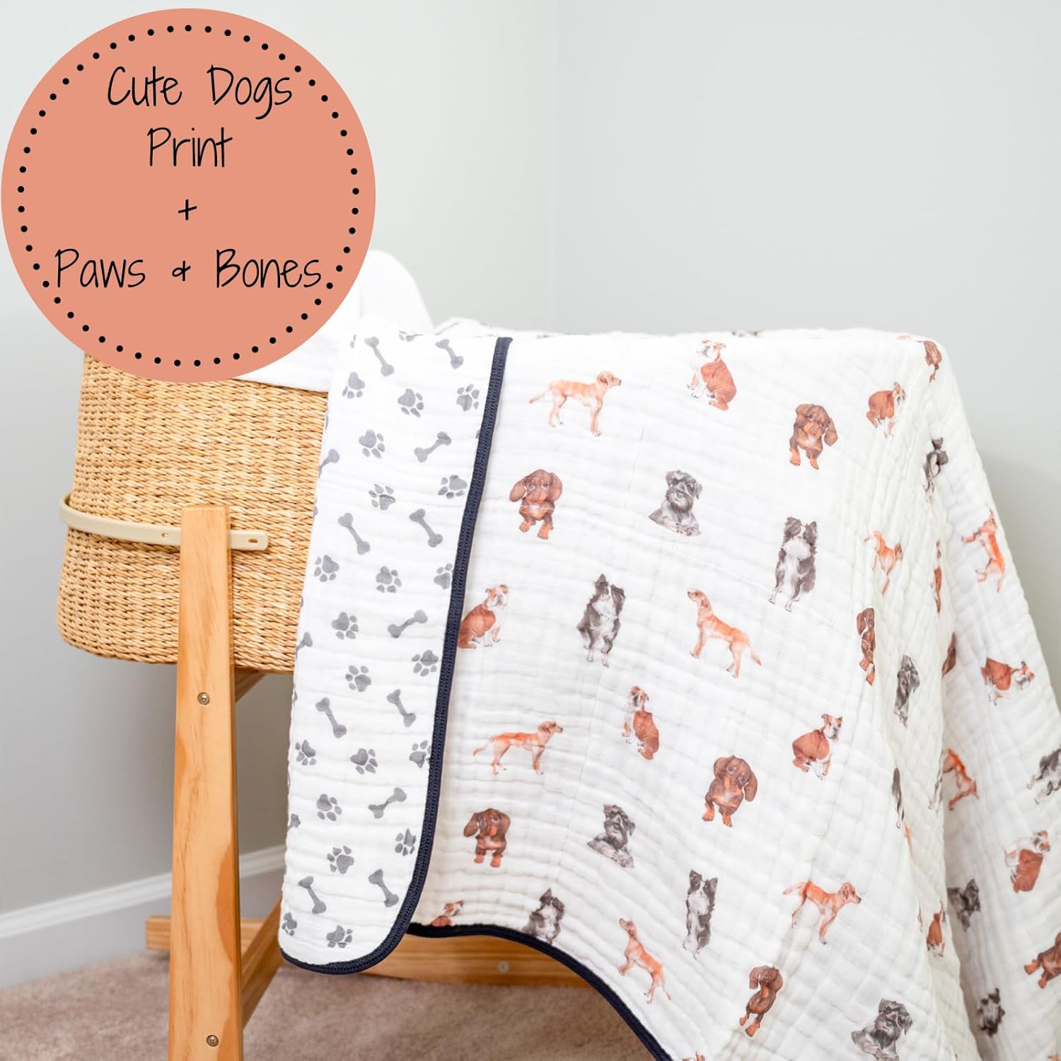 LollyBanks Muslin Baby Blanket 100% Organic Cotton, Muslin Quilt Lightweight, 6 Layers Baby