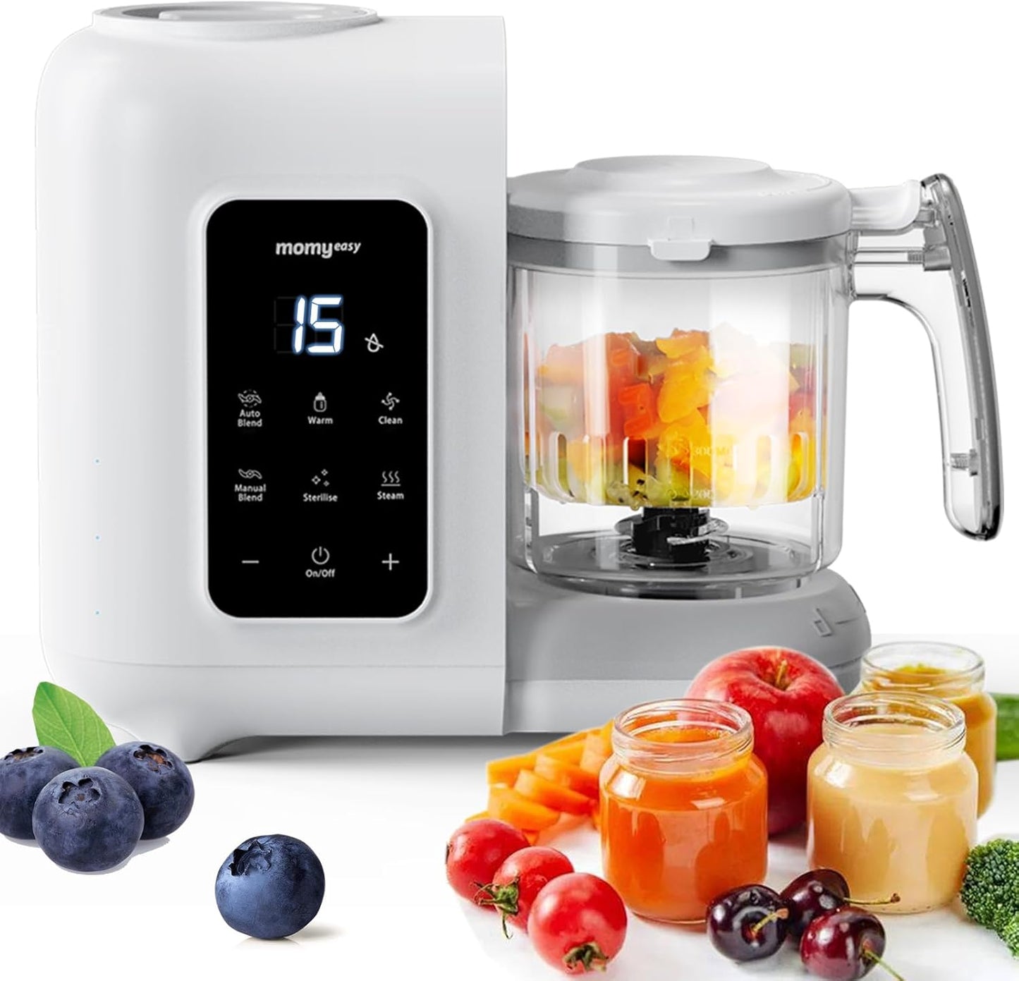 MOMYEASY Baby Food Maker, Baby Food Steamer and Puree Blender, Food Processor Chopper Grinder