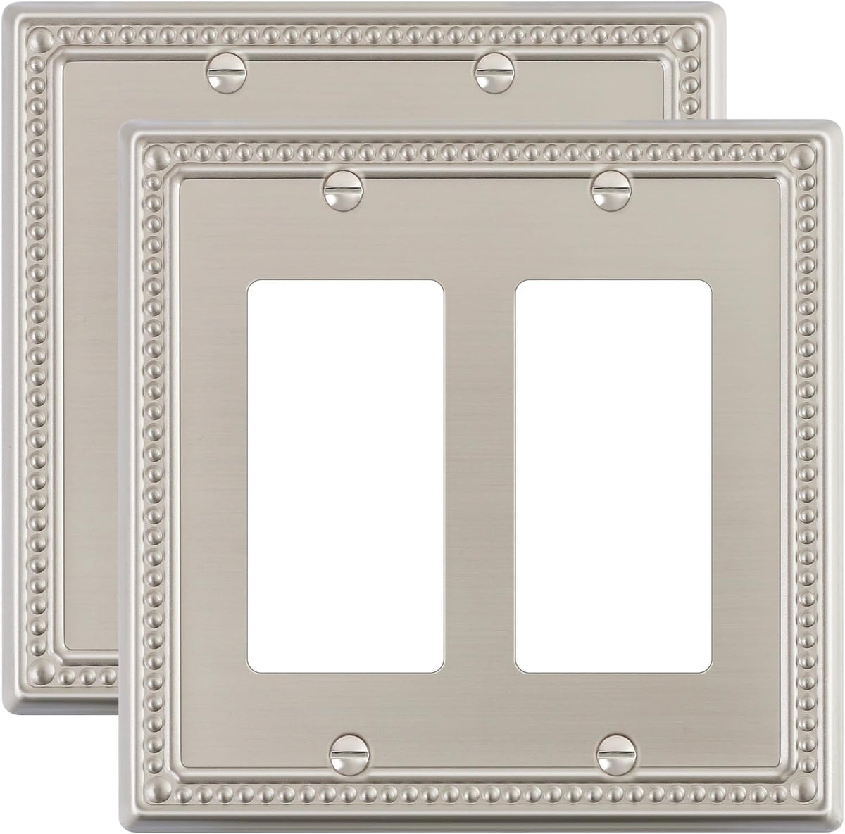 2-Pack Double Decorator Outlet Cover Plate, Pearls Decorative Switch Plates and Outlet Covers, 2