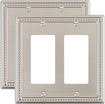 2-Pack Double Decorator Outlet Cover Plate, Pearls Decorative Switch Plates and Outlet Covers, 2