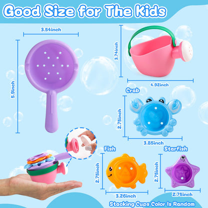 Fajiabao Toddler Bath Toys for Kids Ages 1-3 Stack, Scoop & Pour Set 5 PCS