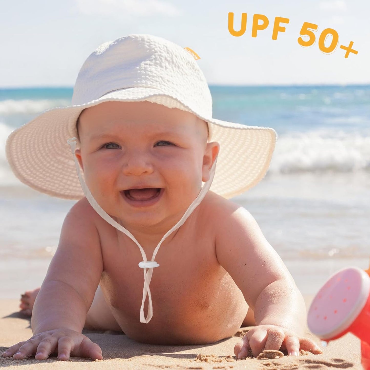 HONGTEYA Baby Sun Hat Toddler Girl Beach Hat Adjustable Outdoor Summer Hat UPF 50+ Sun Protection