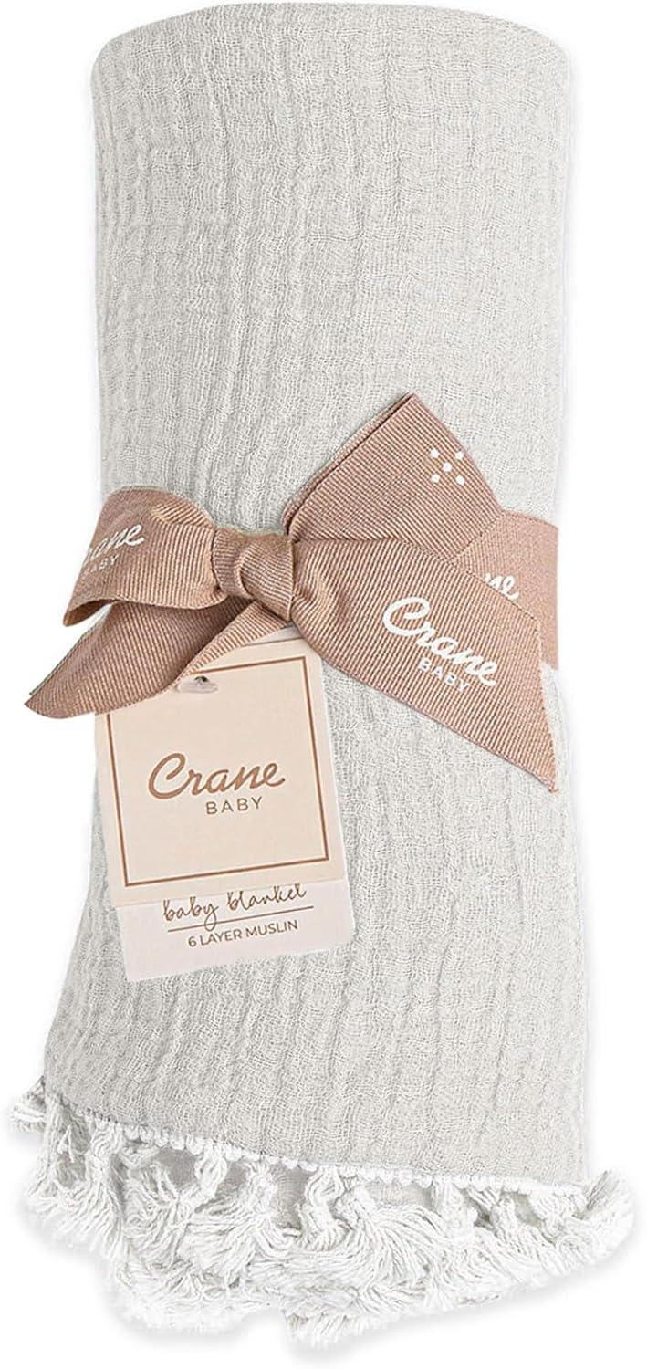 Crane Baby Muslin Swaddle Blanket, Soft Cotton Lightweight Nursery and Stroller Blanket for Baby