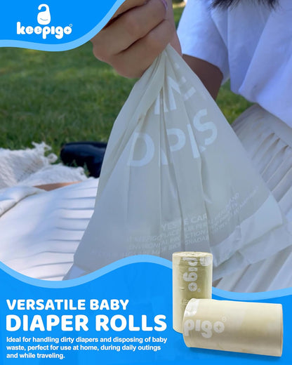 Compostable Disposable Diaper Bags Refills | 6 Rolls, 72 Leak-Proof, XL Biodegradable Baby Poop