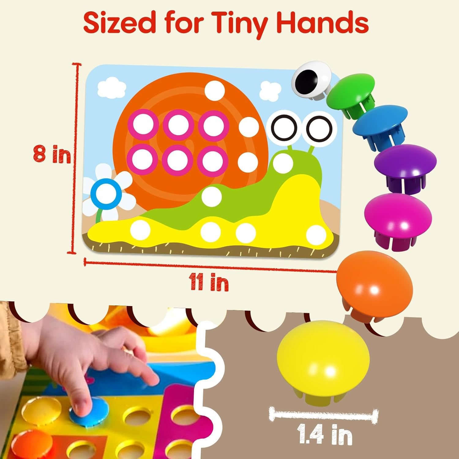 AMOSTING Button Art Toy – Educational Color Matching Mosaic Pegboard Sensory Learning Activity for