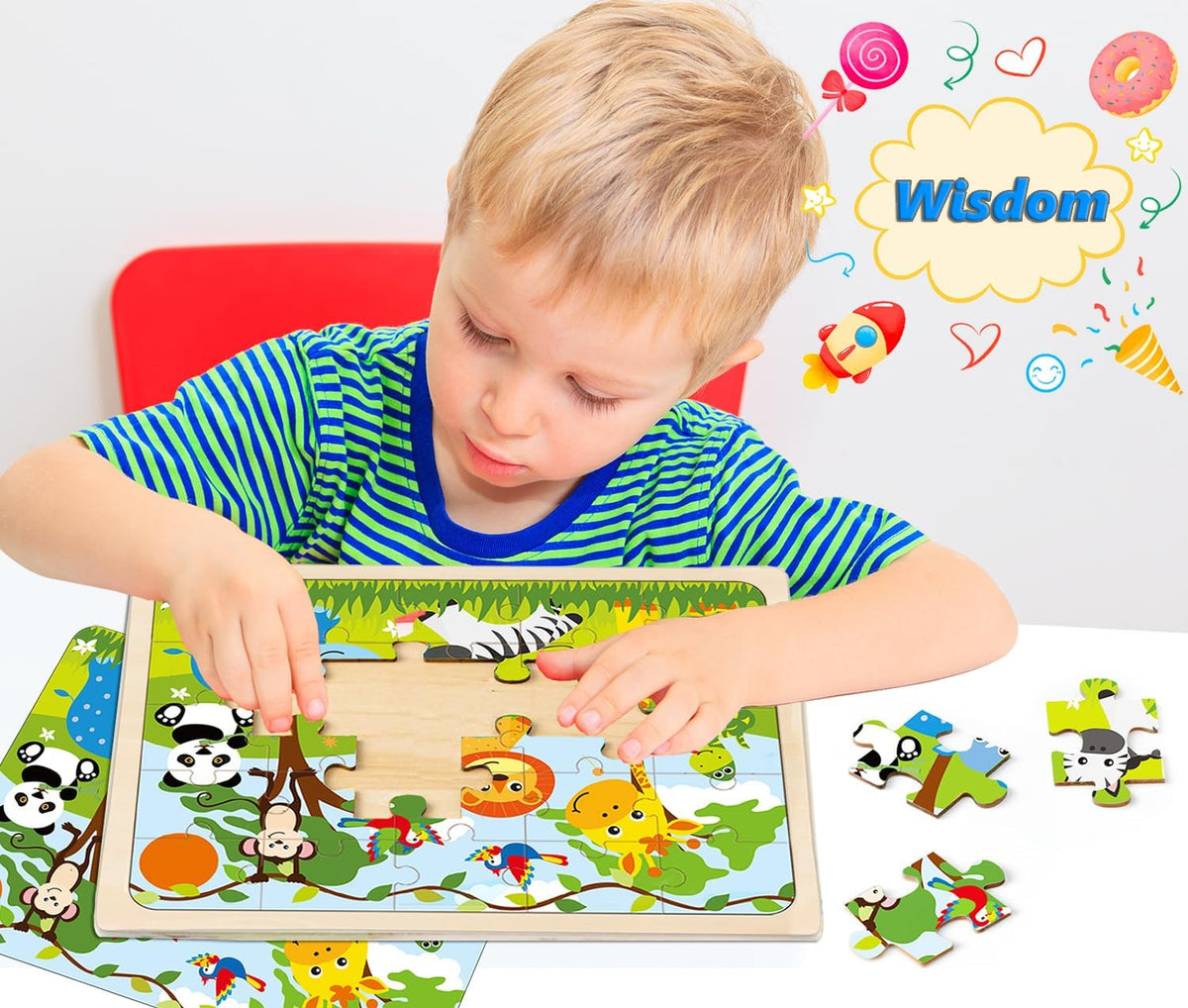 Puzzles for Kids Ages 4-6, Set of 4 Packs with 24-Piece,Preschool Educational Brain Teaser Toys for