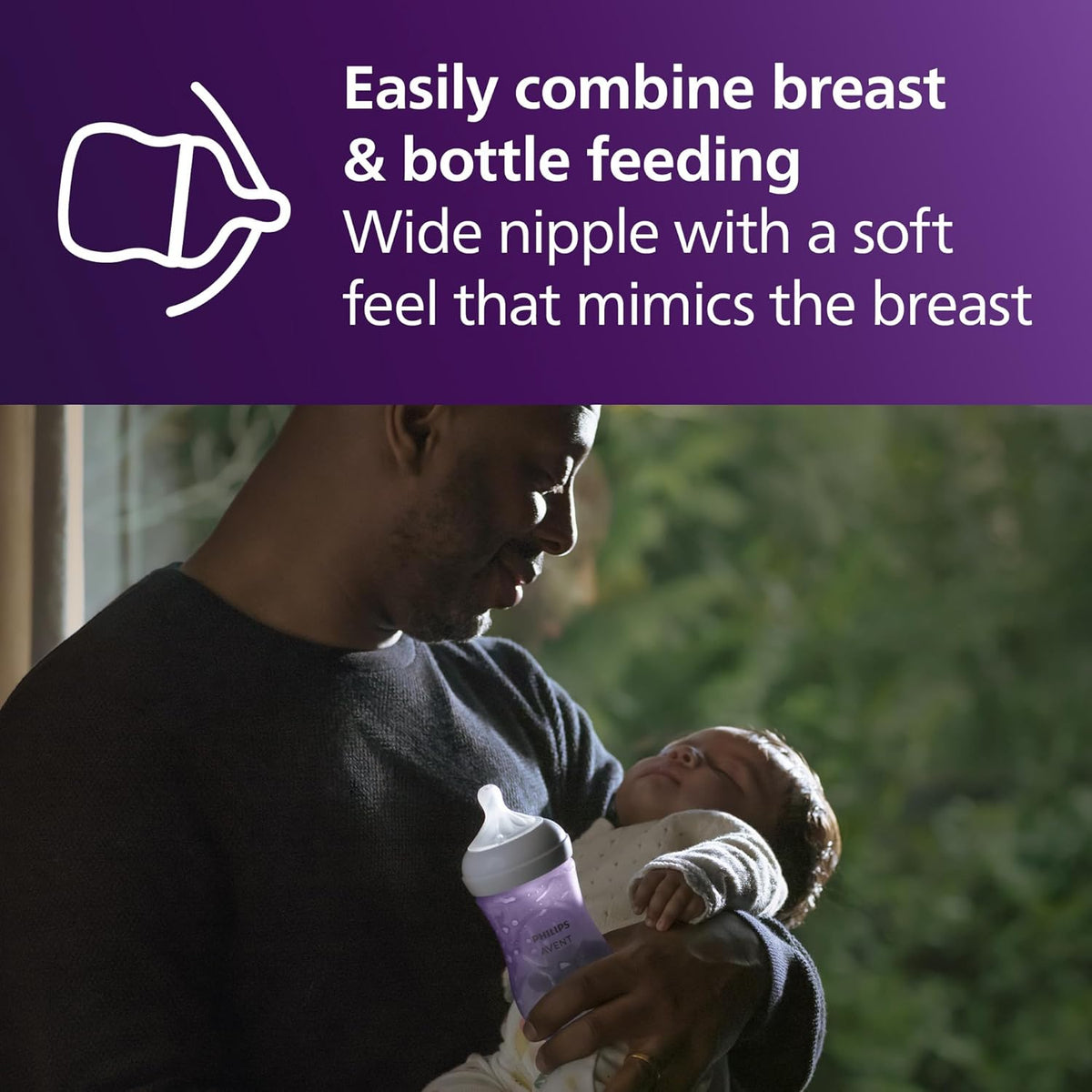 Philips Avent Natural Baby Bottles with Natural Response Nipples (Medium Flow, Flow 3), 9oz