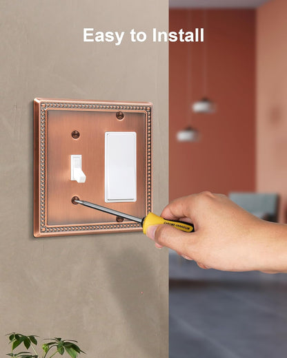 2-Pack Combo Toggle/Decorator Light Switch Cover Plate, Pearls Decorative Electrical Outlet Covers