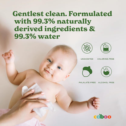 Caboo Baby Wipes, Made with Bamboo Viscose, Certified Made Safe Ingredients, Unscented Baby Wipes