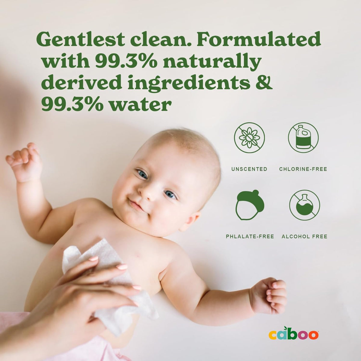 Caboo Baby Wipes, Made with Bamboo Viscose, Certified Made Safe Ingredients, Unscented Baby Wipes