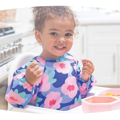 Tiny Twinkle Mess Proof Baby Bib,Waterproof Smock Baby Bib for Eating,Machine Washable Long Sleeve