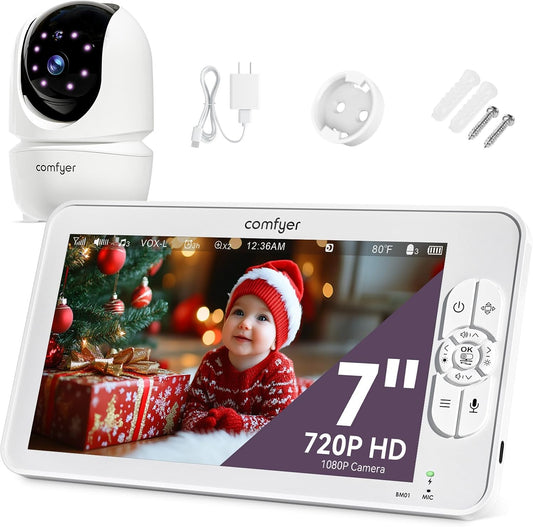 Baby Monitor with Camera and Audio, 7" 720P HD Video Baby Monitor No WiFi, 4000mAh Battery, VOX