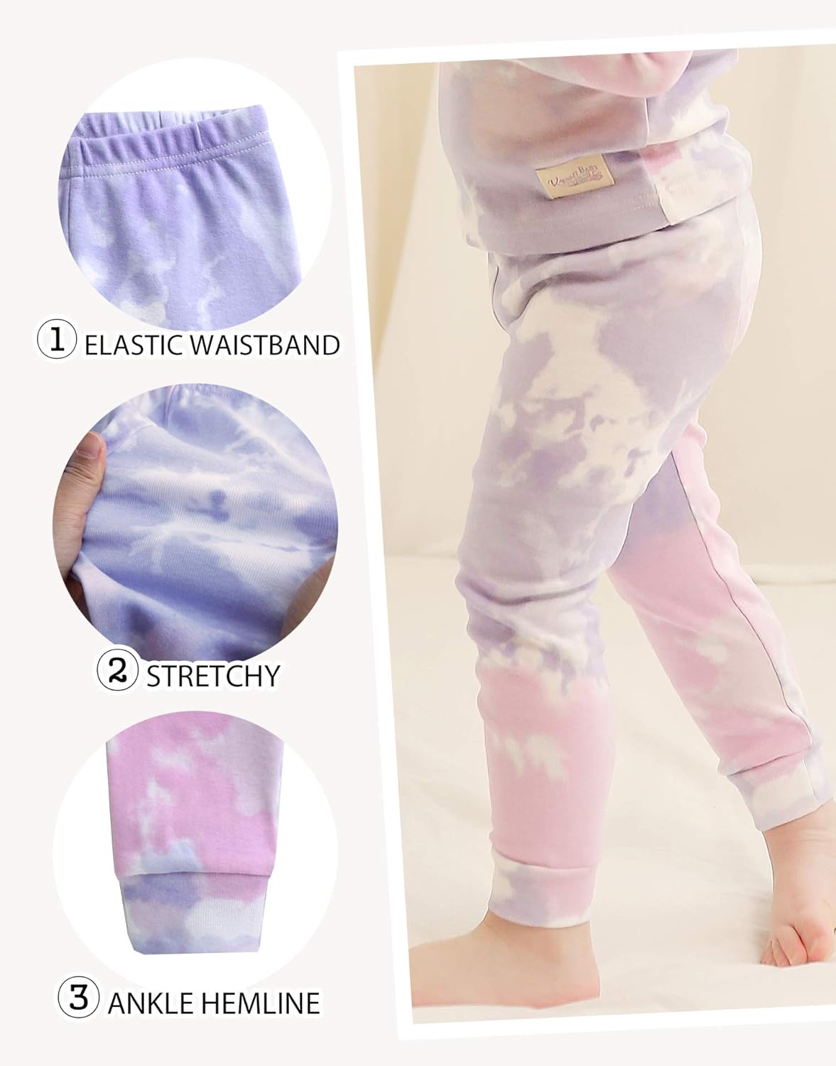 VAENAIT BABY 12M-12Y Toddler Kids Boys Girls 100% Cotton Marbling Tiedye Sung Fit Sleepwear Pajamas