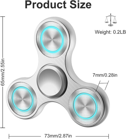 Fidget Spinners Toy, Metal Stainless Steel Bearing High Speed 4-8 Min Spins, EDC ADHD Stress