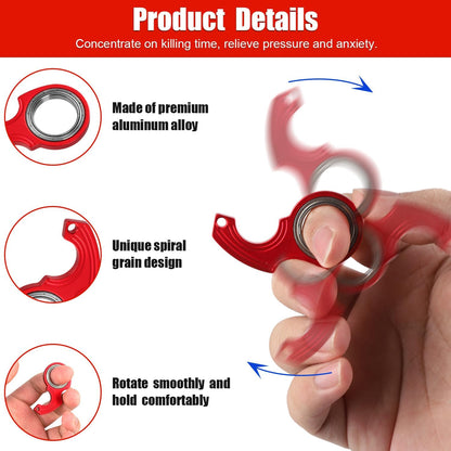 2pcs Key Chain Spinner Fidget Toy, Portable Finger Spinning Keychain with 2pcs Key Ring Funny Key