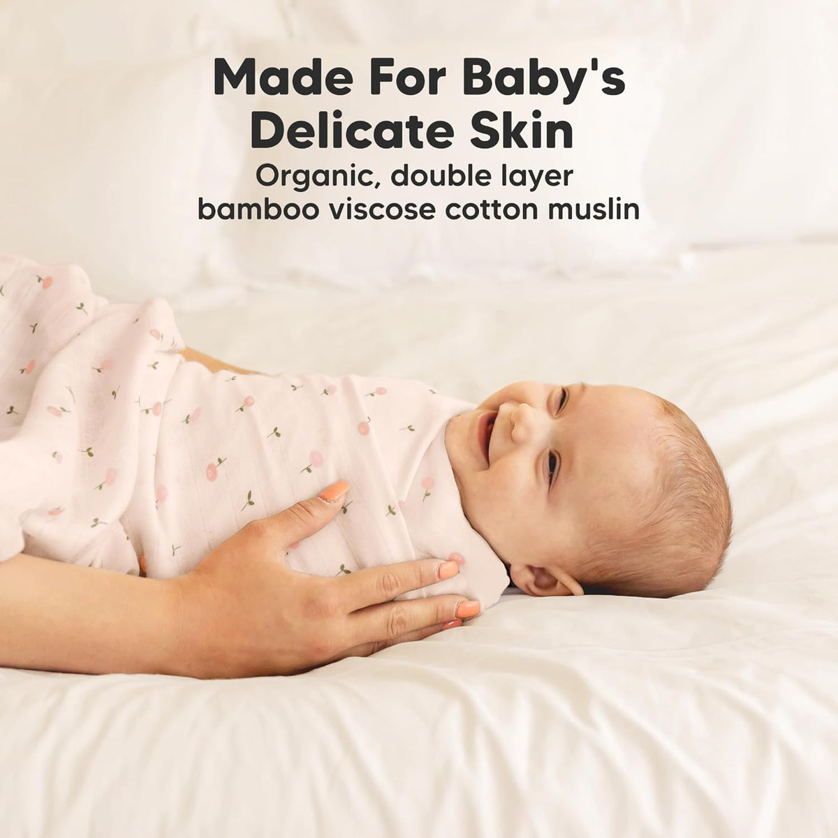 4-Pack Muslin Swaddle Blankets for Boys, Girls - Organic Baby Swaddles for Newborns, Soft &
