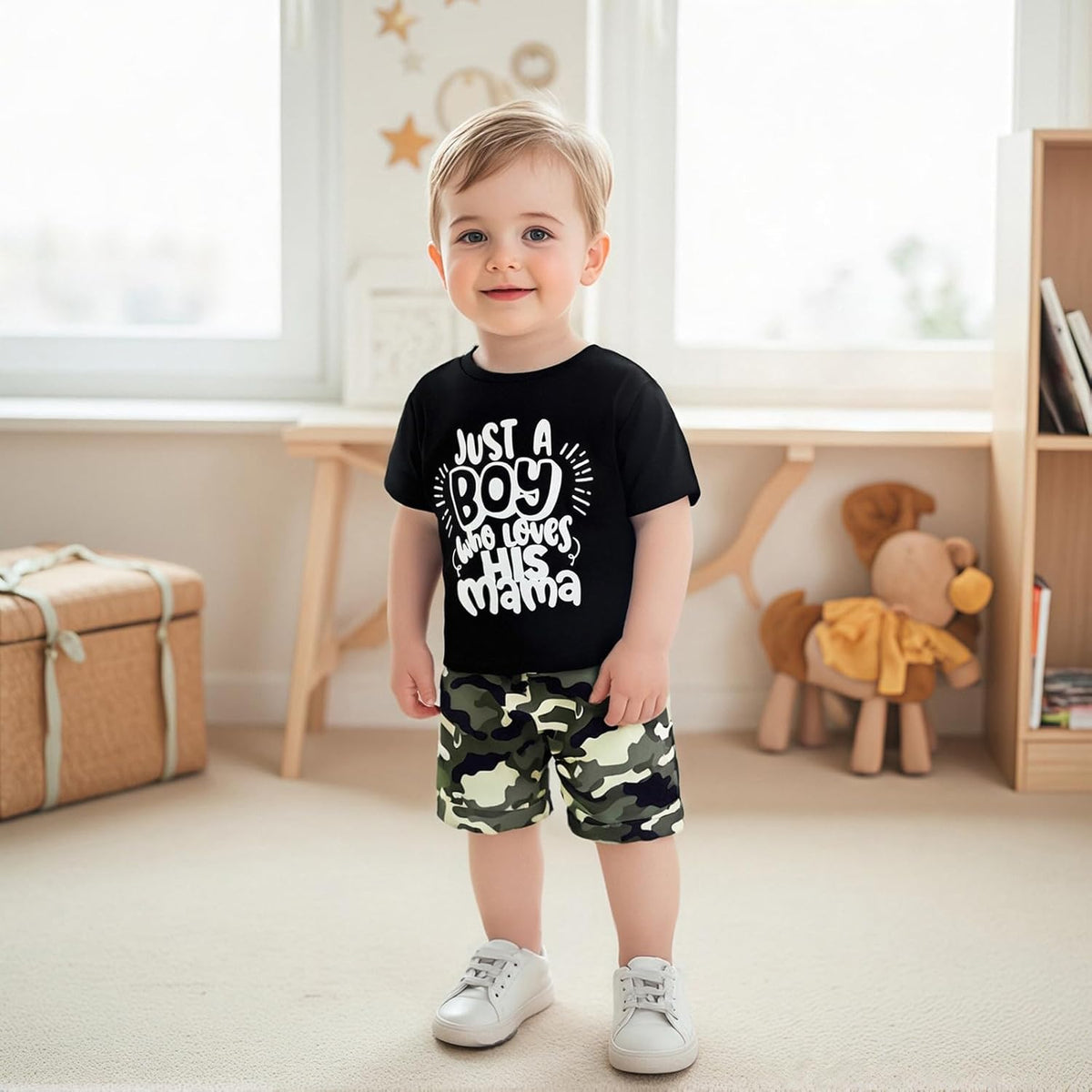 wdehow Toddler Kids Baby Boy Summer Clothes Sets 1T 2T 3T 4T 5T Letter Print Short Sleeve Tops
