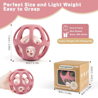 MCGMITT Sensory Balls for Baby, Food Grade Stretchy Silicone Infant Ball, Easy Grasp Ball for
