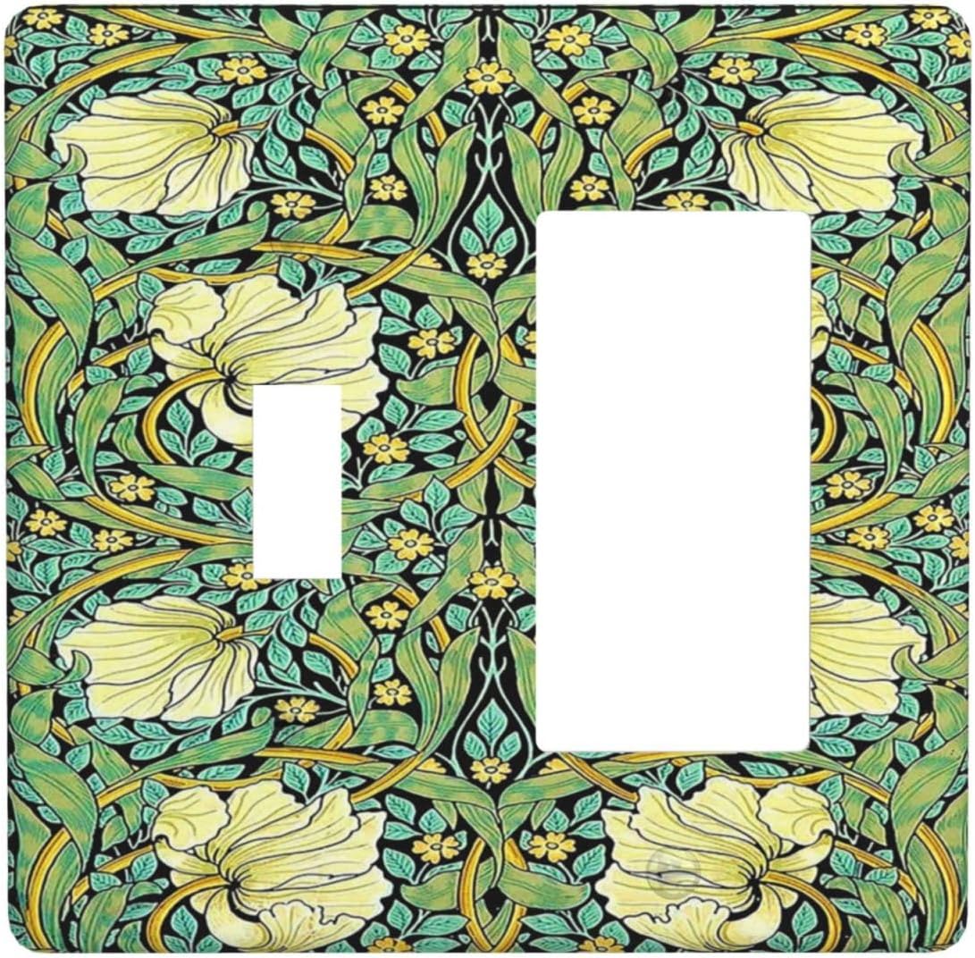 Outlet Covers William Morris Vintage Floral Yellow Flowers Green Leaf 1 Toggle 1 Rocker Combination
