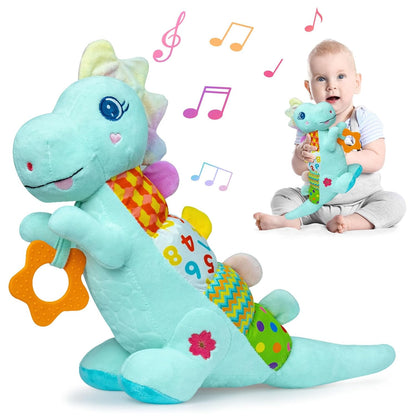 Baby Dino Plush Soft Stuffed Animal Toy for 0-3-6-12+ Months,Infant Musical Toy with