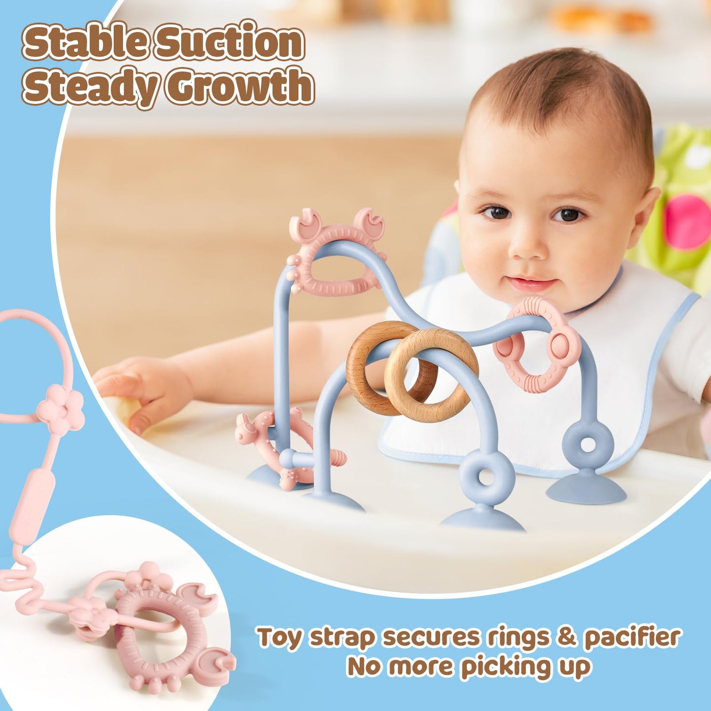 Baby Teething Relief Sensory Toys, High Chair Suction Cup Toy