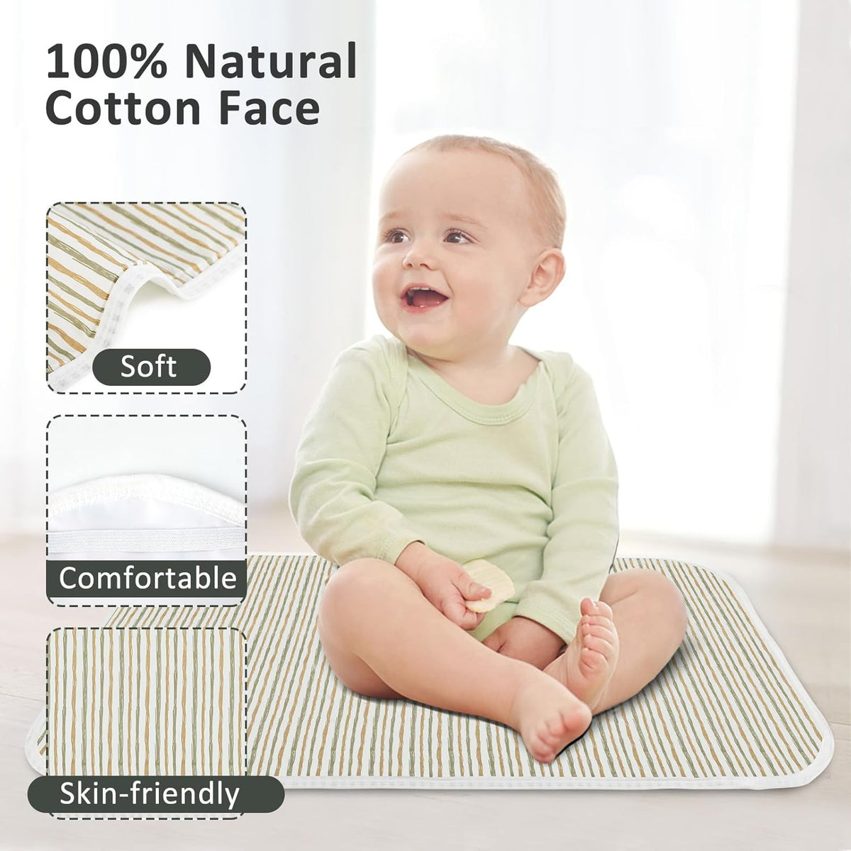 Baby Diaper Changing Pad, 21 5/8" x 31.5" Waterproof Changing Pad Liners - Reusable Soft and