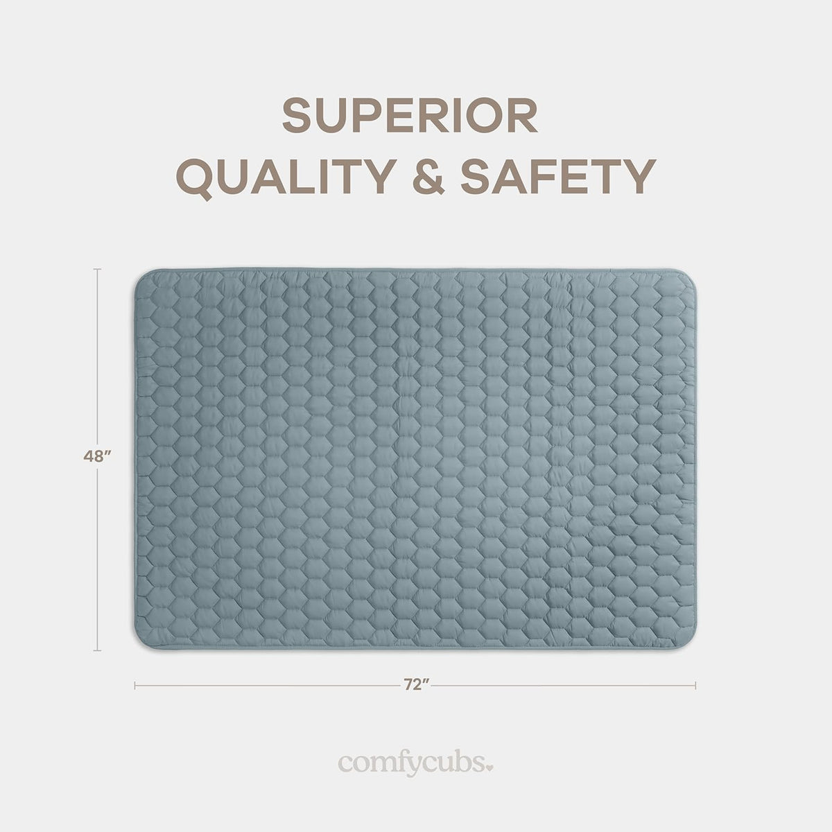 Comfy Cubs Rectangle Kids Play Mat - Medium 48 x 72 inches Soft Quilted Baby Floor Mat with