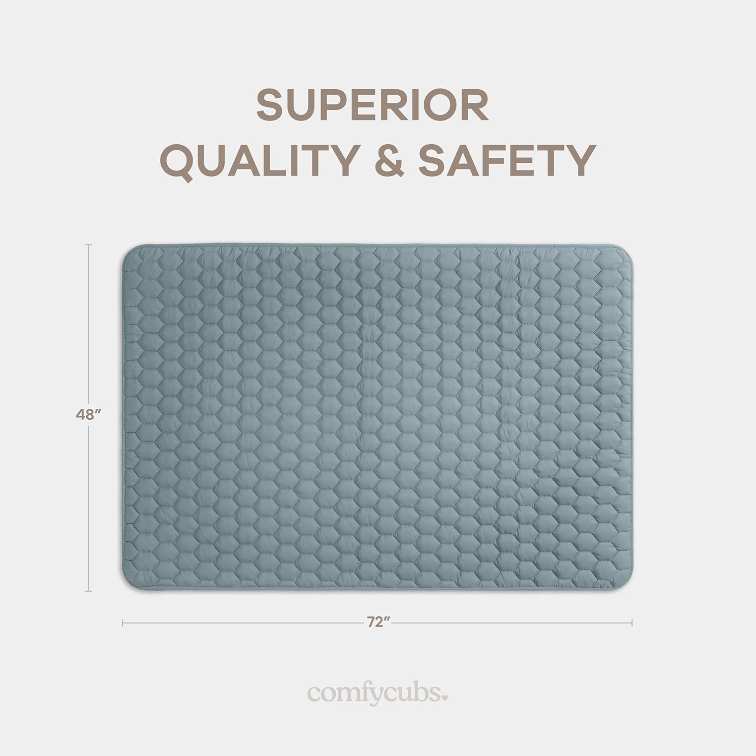 Comfy Cubs Rectangle Kids Play Mat - Medium 48 x 72 inches Soft Quilted Baby Floor Mat with