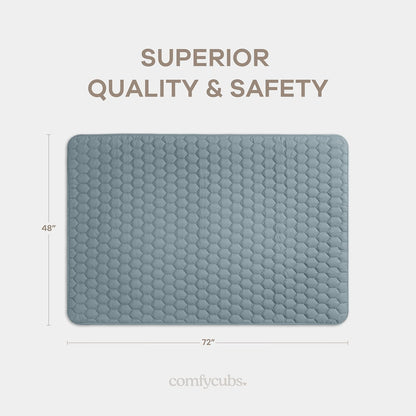 Comfy Cubs Rectangle Kids Play Mat - Medium 48 x 72 inches Soft Quilted Baby Floor Mat with