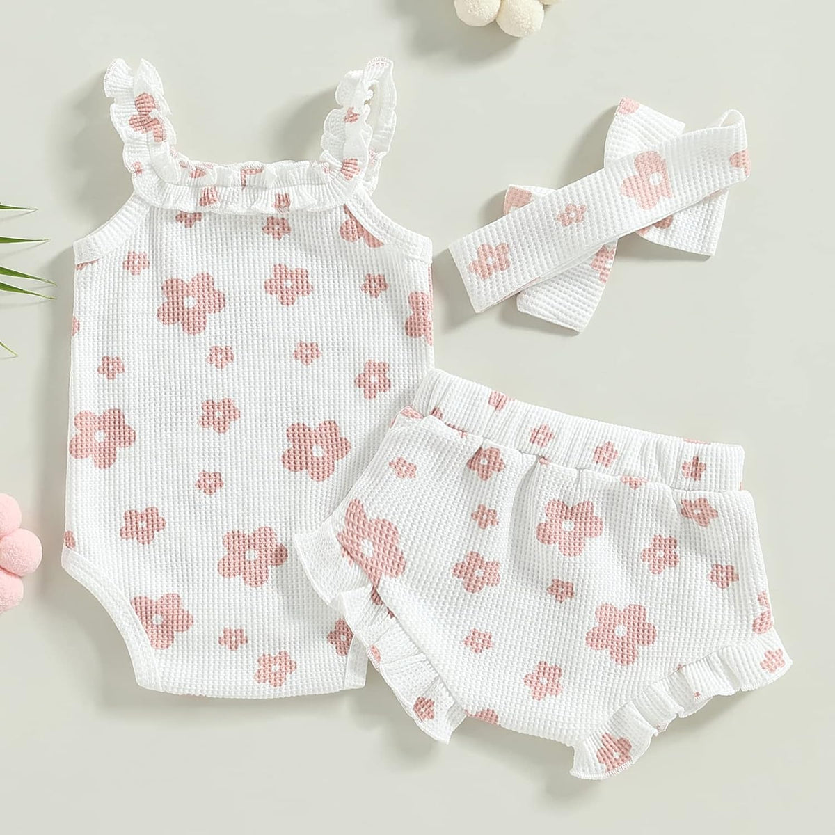 fhutpw Baby Girl Clothes Summer Cute Outfits 3 6 12 18 Months Spaghetti Strap Romper & Floarl