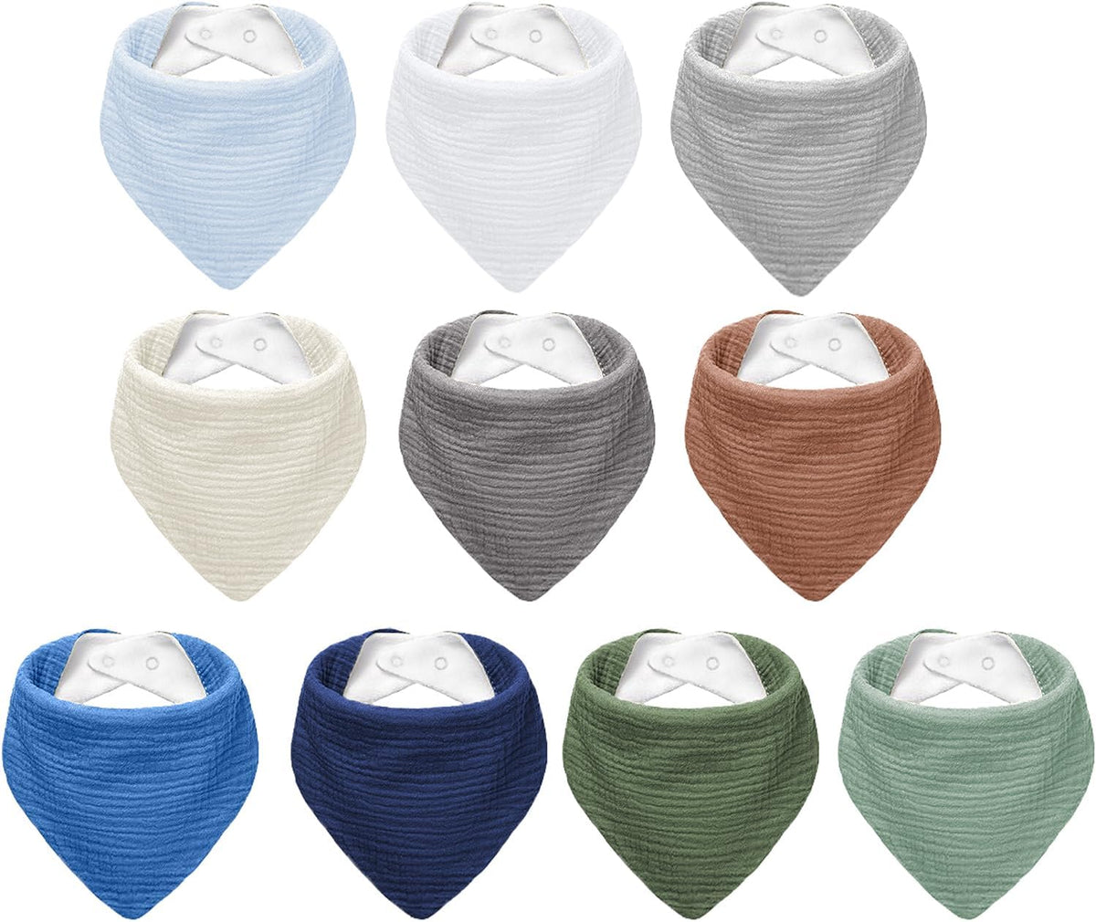 Muslin Baby Bibs,Soft Triangular Baby Bandana Drool Bibs for Baby Boy Girl,Solid Colors Bib for