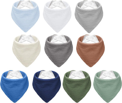 Muslin Baby Bibs,Soft Triangular Baby Bandana Drool Bibs for Baby Boy Girl,Solid Colors Bib for