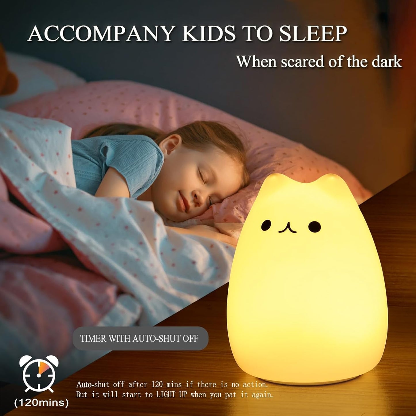 Cat Lamp, Cute Kitty Night Light with Remote Control, Christmas Gifts for Girls Boys Teens