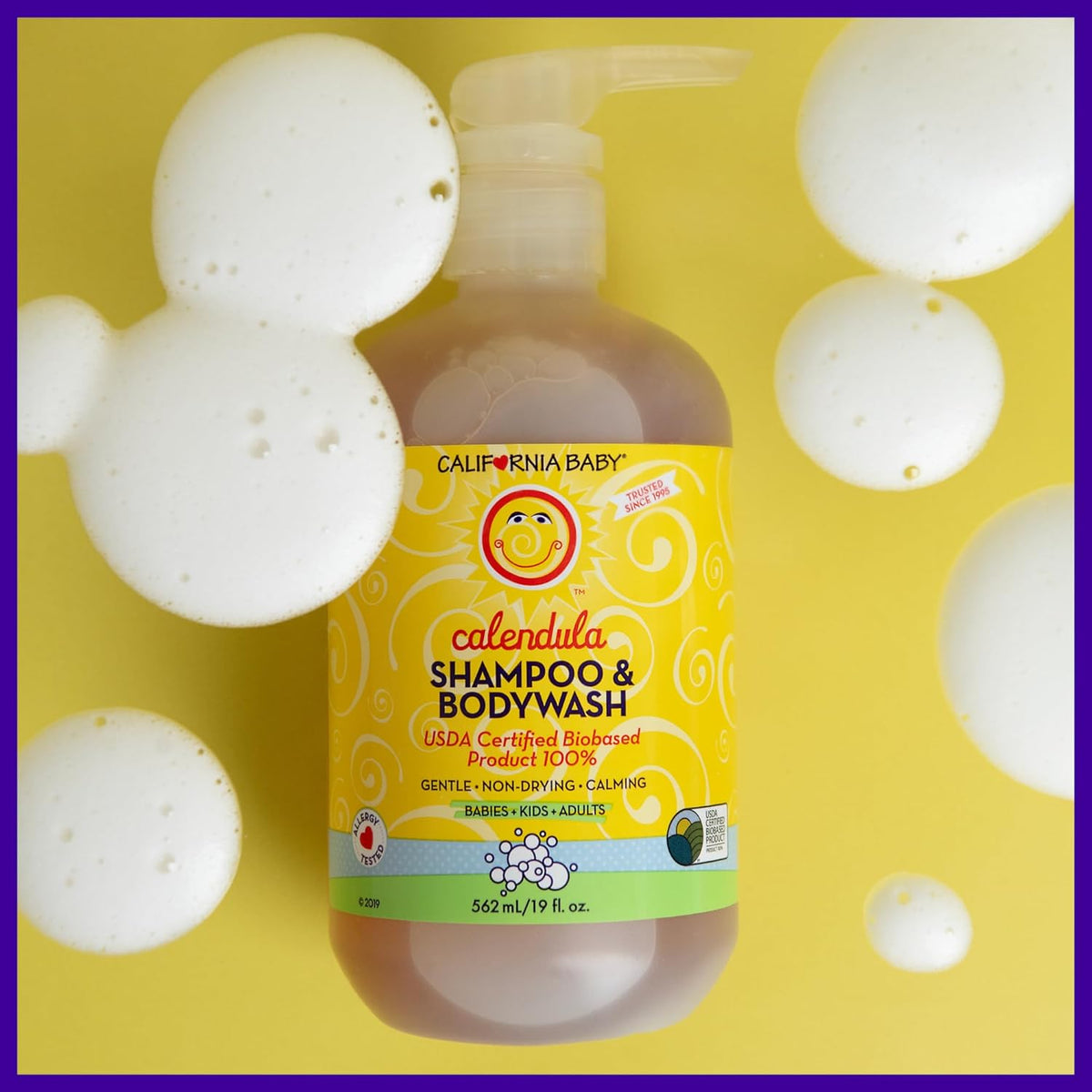 California Baby Calendula Shampoo and Body Wash | 100% Plant-Based (USDA Certified) | Allergy