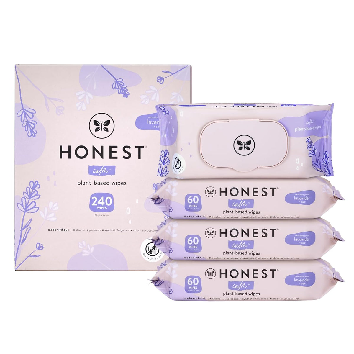 The Honest Company Calm + Cleanse Naturally Scented Wipes | Cleansing Multi-Tasking Wipes | 99%