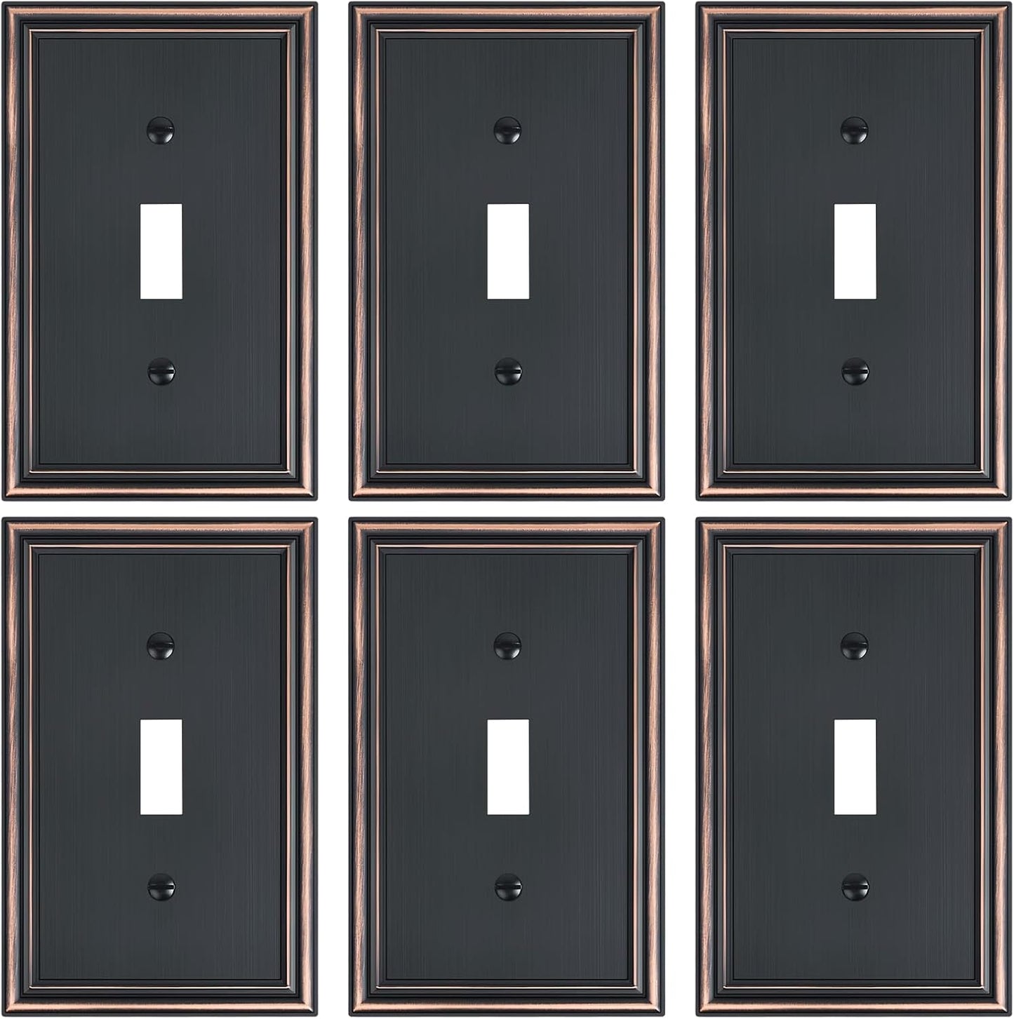 6-Pack Single Toggle Light Switch Cover Plate, Durable Solid Zinc Alloy Decorative Switch Plate