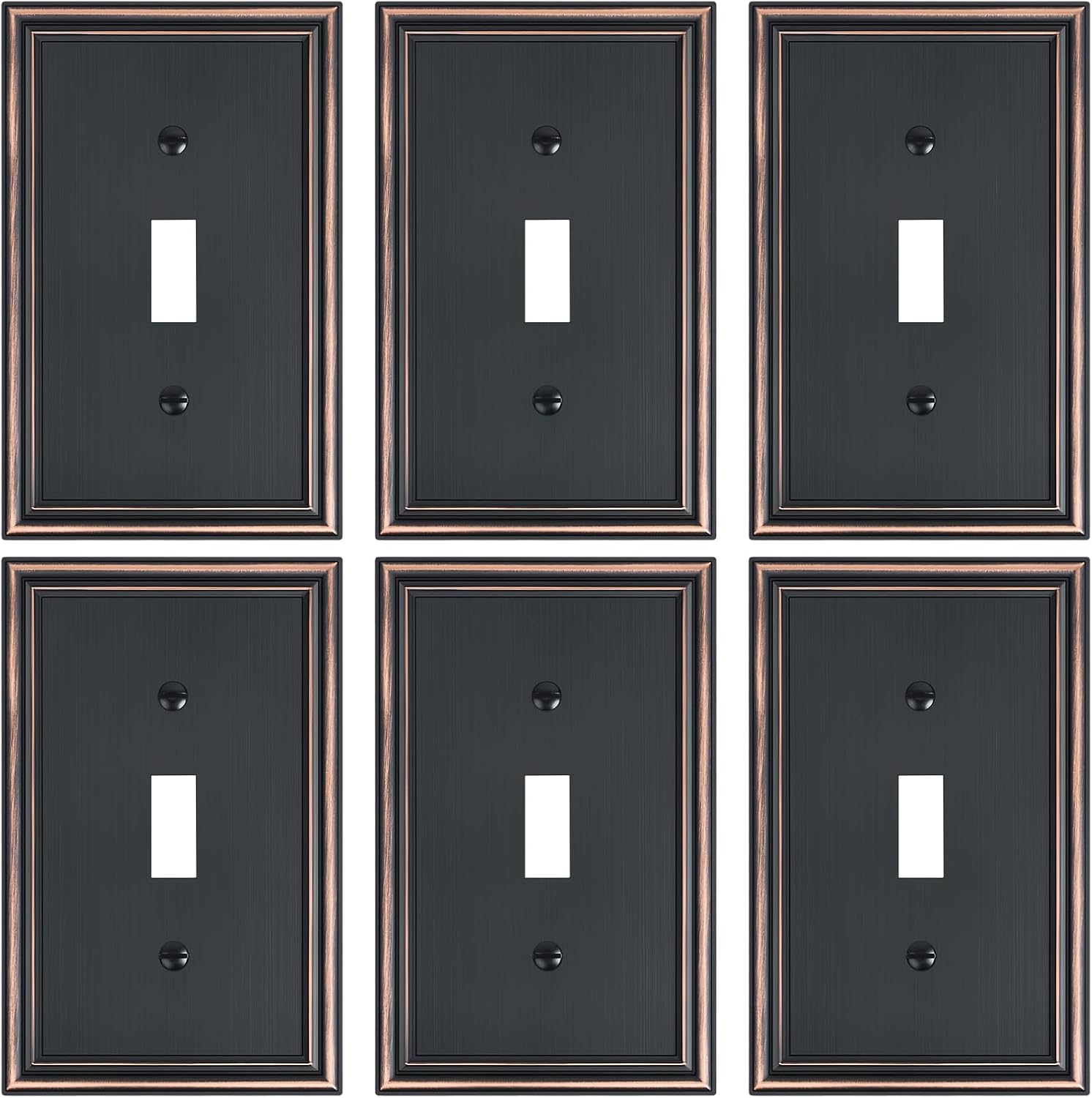 6-Pack Single Toggle Light Switch Cover Plate, Durable Solid Zinc Alloy Decorative Switch Plate