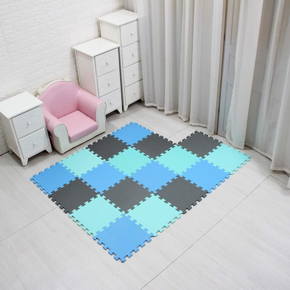 MQIAOHAM® 18 Pieces Puzzle Play Mats, Soft Baby Play Mat, Kids Interlocking Foam Floor Tiles