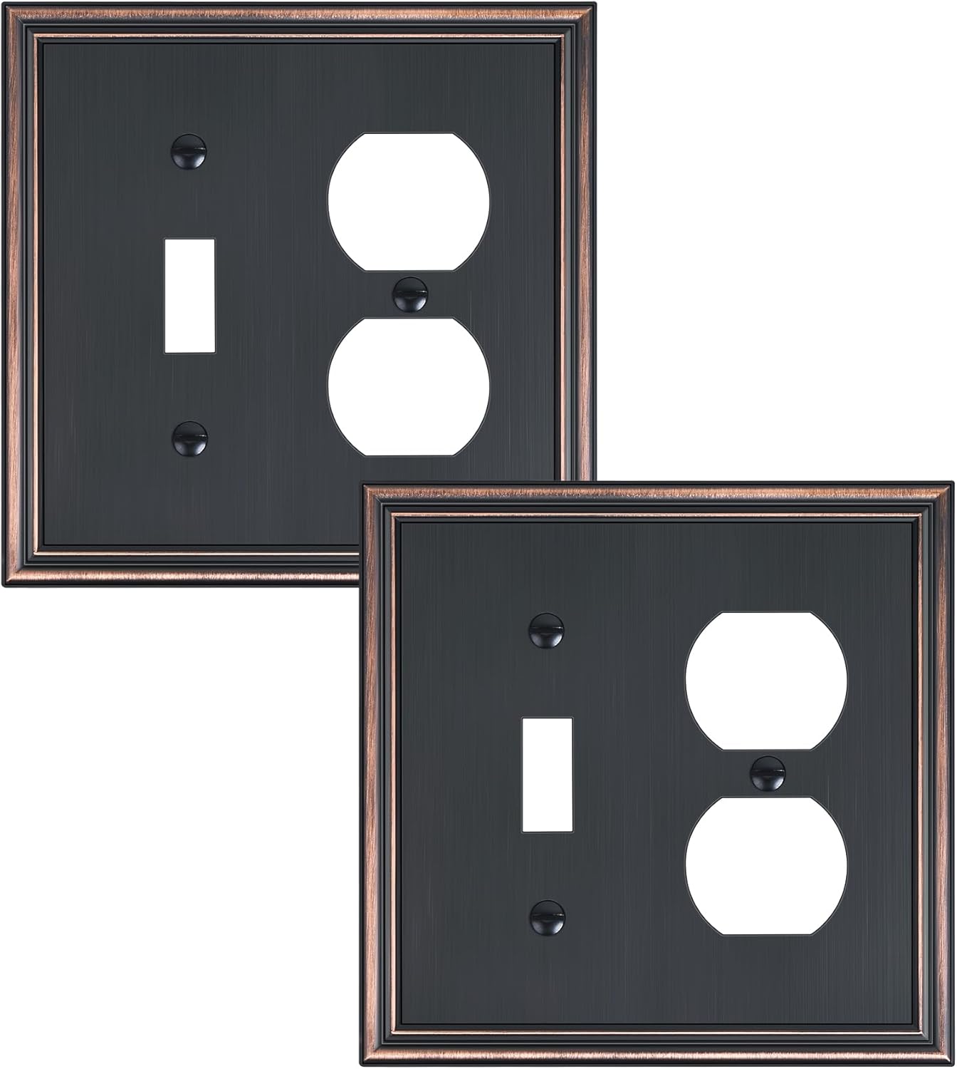 2-Pack Combo Toggle/Duplex Light Switch Cover Plate, Aged Bronze Wall Outlet Cover Plate