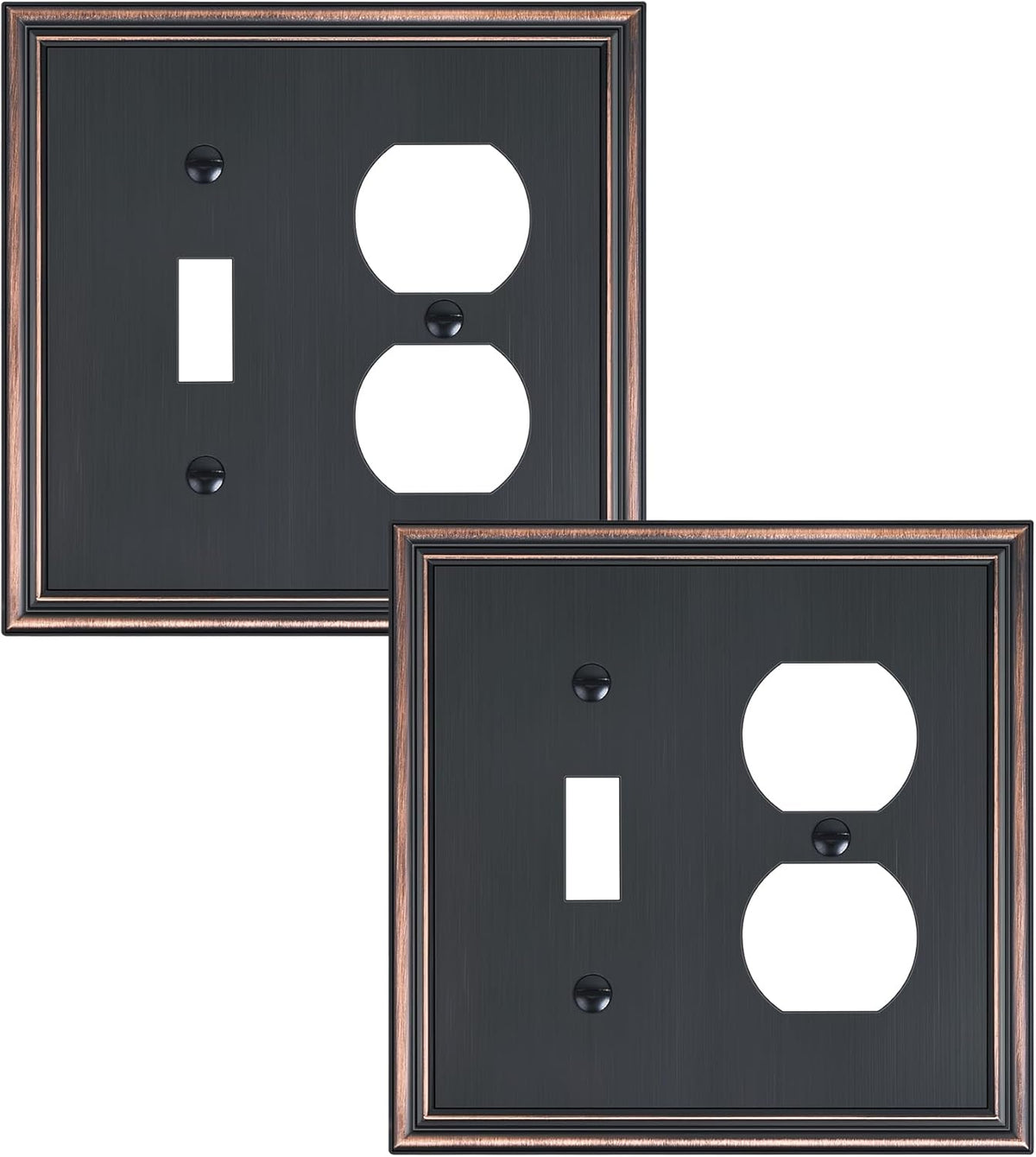 2-Pack Combo Toggle/Duplex Light Switch Cover Plate, Aged Bronze Wall Outlet Cover Plate