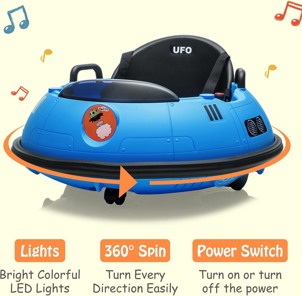 12V Electric Ride on Bumper Car for Toddlers, Kids Bumper Car with Remote Control, LED Lights & 360