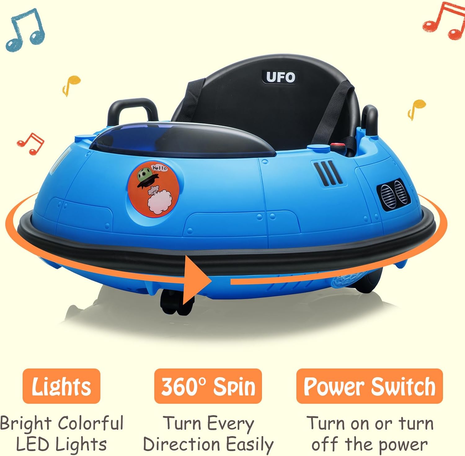 12V Electric Ride on Bumper Car for Toddlers, Kids Bumper Car with Remote Control, LED Lights & 360