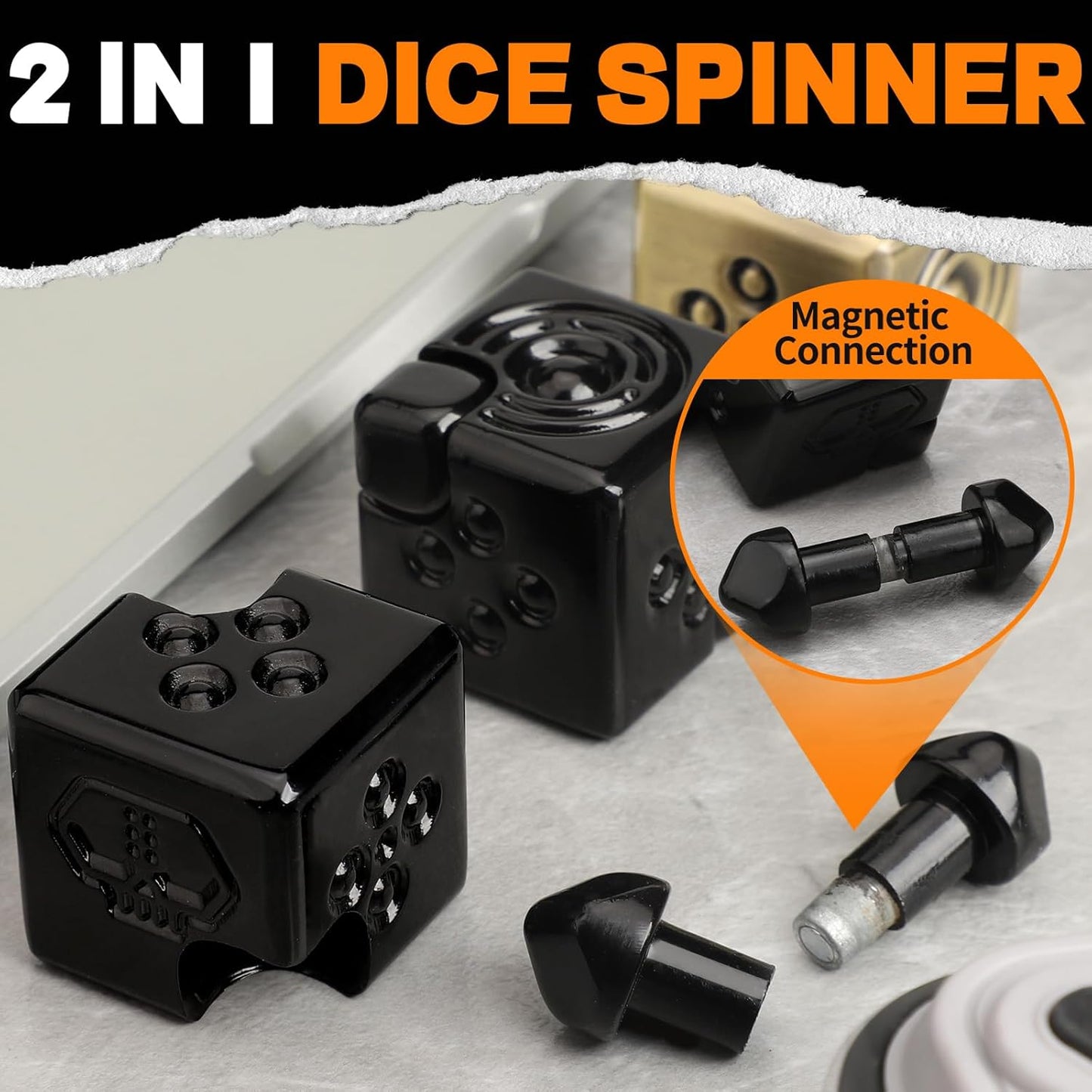 Cool Dice Infinity Cube Fidget Spinner Toy for Kid Adult, 2-in-1 Metal Fidget Block, Finger Gyro