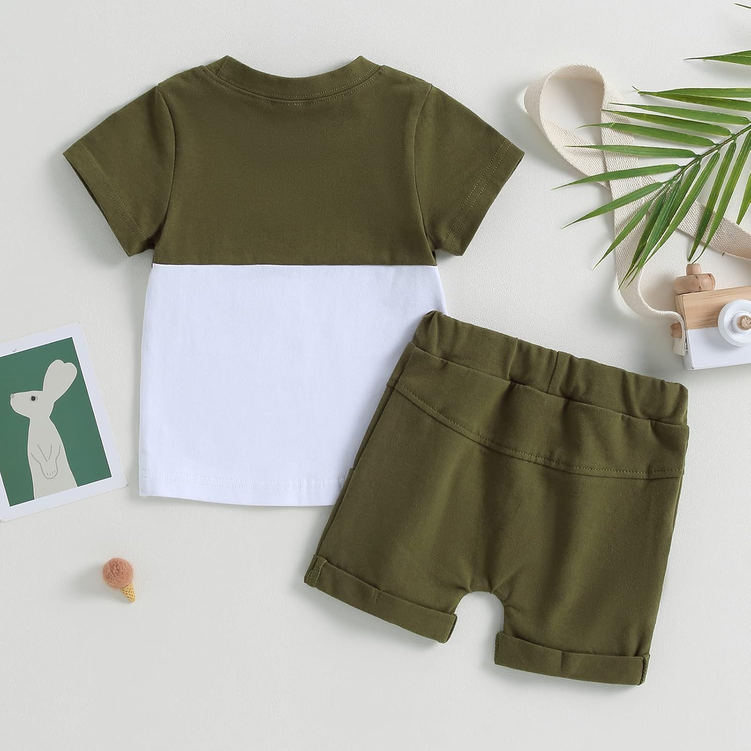 fhutpw Baby Toddler Boy Clothes Summer Outfits 6 12 18 24 Months Patchwork Short Sleeve T Shirt &